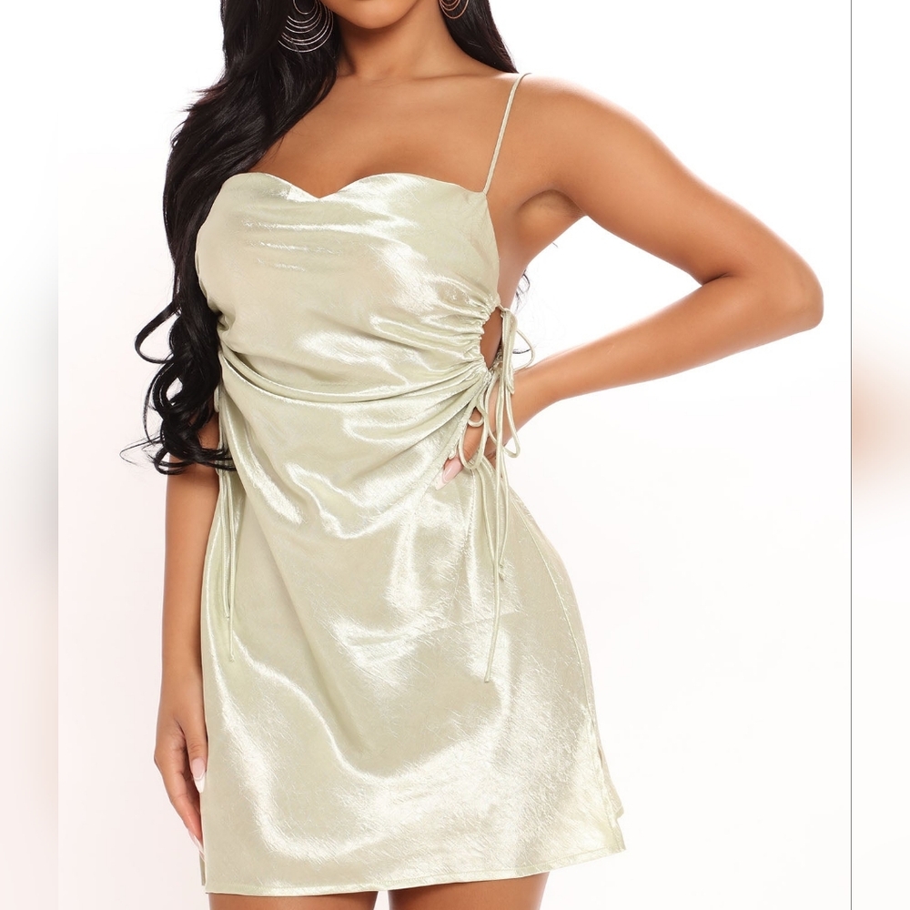 Fashion Nova Shimmering Light Green Dress